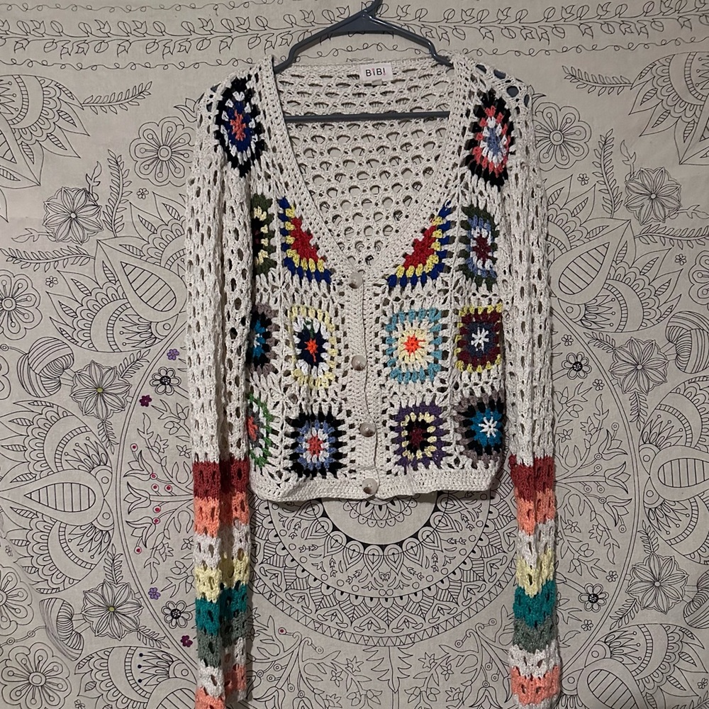 BiBi Cream Crochet Cardigan